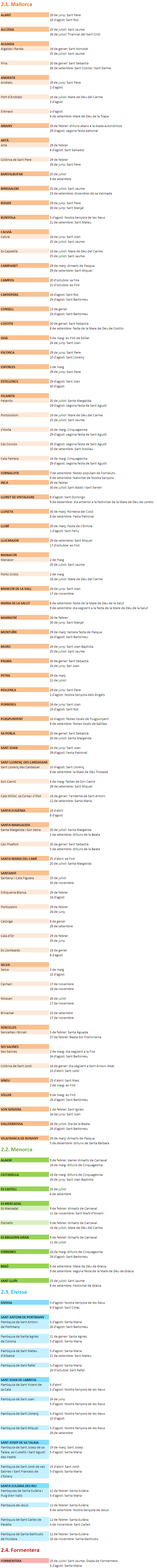 Festes d'&agrave;mbit local. 2016.