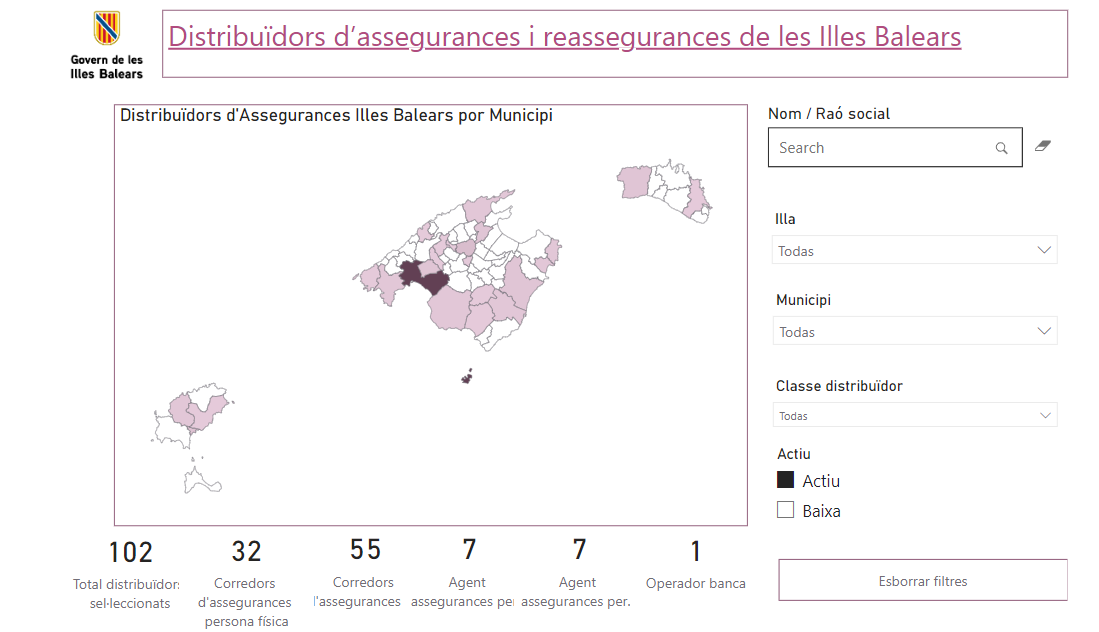 Mapa distribu&iuml;dors assegurances Illes Balears